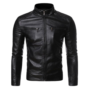 Best Price Custom Men's High Quality Leather <b>Jacket</b> New Fashion Style With Stand Collar Made In Pakistan - Product Image 5