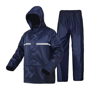 Combinaison de pluie PVC imperméable de haute qualité OEM / Veste et pantalon de pluie jaunes résistants et imperméables - Product Image 1