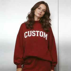 Sweat-shirt personnalisé pour femme, col rond, en molleton de coton tricoté épais, style décontracté automne, avec broderie appliquée en French Terry - Product Image 3