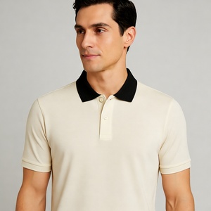 Polo respirant pour homme en tissu léger mélangé coton, coupe décontractée confortable, idéal pour le bureau, le golf et les voyages. - Product Image 1