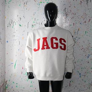 JAGS WHITE Sweat à capuche 100% coton molletonné Hiver Vintage Broderie Appliquée Col large URBAN PRODUCTIONS - Product Image 3