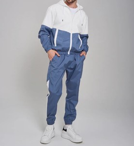 Men's Hooded Color Block Eco-friendly 2 in 1 Tracksuit <b>Zip</b>-<b>Up</b> <b>Jacket</b> & Jogger Pants Set Lightweight Cotton Casual Winter Wear - Product Image 4