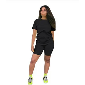 2026 Custom Trendy High Quality Breathable Summer Women Skinny Shorts <b>Set</b> Knee Casual Style Solid Pattern <b>Twin</b> <b>Sets</b> - Product Image 2