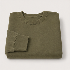 เสื้อสเวตเชิ้ตคอกลมทรงหลวมสีเขียวขี้ม้าสำหรับผู้ชาย รุ่น MCRW-0033 ผ้าคอตตอนเทอร์รี่ย้อมสีแบบ Garment Dyed  ขอบยางยืดแคบ - Product Image 5