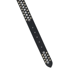 Ceinture en cuir de vache noir avec clous en strass, boucle en alliage de style boîte, style décontracté, ceinture en cuir véritable durable en une seule pièce. - Product Image 4