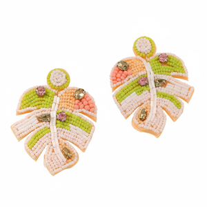 Pendientes Colgantes Hechos a Mano con Diseño Floral de Cuentas Coloridas, Estilo Bohemio, Bañados en Plata, Joyería Ligera con Semillas de Vidrio Multicolor - Product Image 1