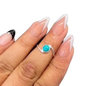 925 Sterling Silver Rhodium Plated Handmade Classic Wedding Party Fancy Shape <b>Turquoise</b> Gemstone <b>Ring</b> Channel Setting Certified - Product Image 1