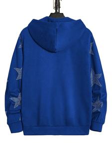 New Arrival French Terry <b>Hoodie</b> <b>Black</b> Plain Rhinestones <b>Hoodie</b> Men Full <b>Zip</b> up Plus Size Customized Design Hoodies - Product Image 3