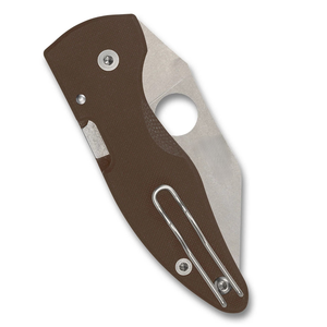 Couteaux de poche pliants compacts avec lame de style Tanto en acier inoxydable, manche ergonomique texturé marron, trou d'ouverture pour le pouce - Product Image 3