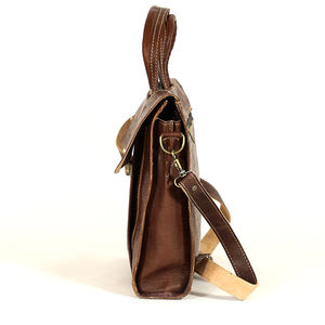 Biyadina Premium Vintage Unisex Dark <b>Brown</b> Leather Messenger <b>Bag</b> Handmade <b>Satchel</b> Zipper for Professionals Timeless Elegance - Product Image 2