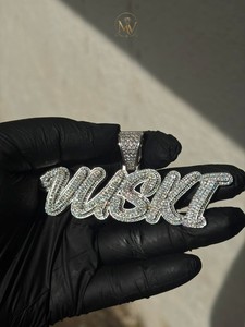 Custom Name <b>Pendant</b> Iced Out Script Letters VVS Moissanite 925 Sterling Silver Diamond Hip Hop Jewelry Necklace For <b>Men</b> - Product Image 1