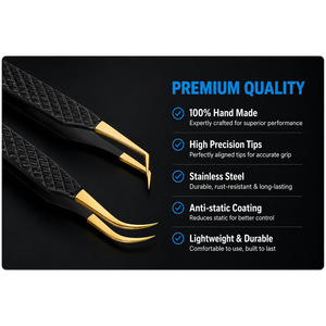 Pinces à cils professionnelles, fourniture directe d'usine avec marque personnalisée, étiquette privée, pinces à cils pour extensions de cils - Product Image 2