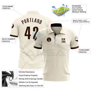 Polo de Golf Personalizado Color Crema Marrón, Transpirable y de Secado Rápido, para Entrenamiento de Golf y Uso Casual - Product Image 3