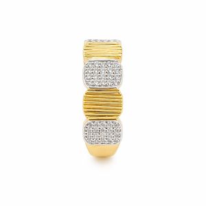 Mens 18KT Yellow Gold Geometric Link Style <b>Ring</b> Micro Pave Cubic Zirconia Multi Section Band <b>Statement</b> Wedding Party Gift - Product Image 3