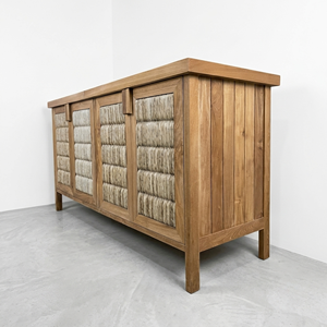 Teak Wood <b>Sideboard</b> Woven Rope 4 Door Cabinet Dining Room Buffet <b>Storage</b> Credenza for Modern Luxury Home Furniture Wholesale - Product Image 4