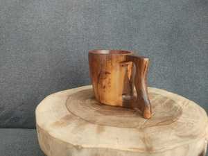 แก้วคุกซาไม้วอลนัทแกะสลักทำมือ แก้วกาแฟไม้ ของขวัญแคมป์ปิ้งส่วนตัว - Product Image 4