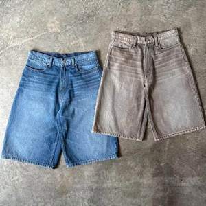 Shorts en jean vintage pour hommes, coupe droite, style streetwear d'été, personnalisés, baggy, effet usé, en denim de coton délavé foncé - Product Image 5