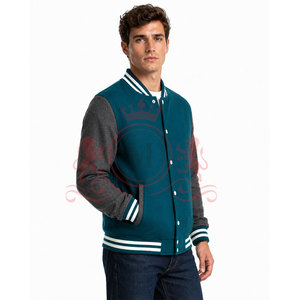 Nouvelle arrivée : veste de style universitaire bleu sarcelle et noir, fermeture à boutons pression, col côtelé, confortable, décontractée, à porter au quotidien - Product Image 4