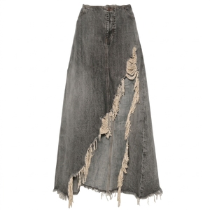 Falda vaquera vintage para mujer, lavada, ecológica, transpirable, 100% algodón, de silueta holgada, hasta el tobillo, de cintura alta, informal, con botones - Product Image 6