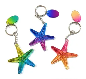 Keychain with Colored Ocean Star for Promotion Giveaways Small Gift for Wedding Guests Kids Party Favors
