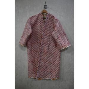 Lavinas - Vestido Largo de Algodón Acolchado con Estampado Floral para Mujer, Cuello en V, Cierre con Cordón, Estilo Bohemio, Hecho a Mano en India, Ligero y Suave - Product Image 2