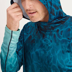 Camisa de Pesca con Capucha de Manga Larga para Hombre, Estampado Sublimado en Degradado Azul Verde, Protección UPF 50 Anti UV, Top Deportivo para Exteriores - Product Image 4