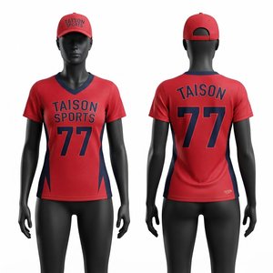 Camiseta de Lacrosse para Hombre, Calidad Premium, 240 GSM, Malla de Poliéster, Rojo Marino, Cuello en V, Panel Lateral con Impresión Personalizada, Ropa Deportiva de Equipo - Product Image 1