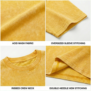 Camiseta Oversize de Algodón 100% Pesado con Lavado Ácido y Logotipo Personalizado en Relieve para Hombre, Estilo Urbano - Product Image 2
