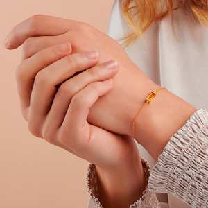 Pulsera de Topacio, Piedra de Nacimiento de Noviembre, Plata de Ley 925, Chapada en Oro de 14K, con Piedras Baguette, Pulsera Delicada, Regalo para Mujer - Product Image 3