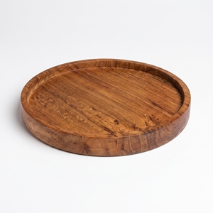 Bandeja Redonda de Madera de Teca Sólida de Grado Alimenticio, Plato de Madera Hecho a Mano, Vajilla Artesanal Balinesa, Utensilios de Cocina de Lujo para Catering - Product Image 1