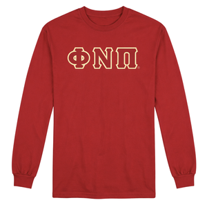 Maglietta a Maniche Lunghe con 3 Lettere Kappa Alpha Psi Phi Nu Pi, Abbigliamento per Fraternità Greca Krimson con Design Classico, Comfort e Stile Premium - Product Image 4