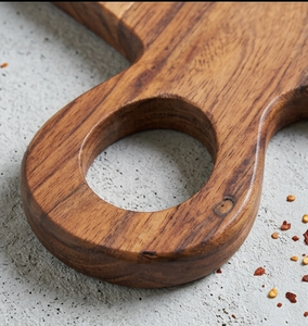 Planche à découper en bois d'acacia avec poignée, plateau de service de cuisine, planche à découper épaisse en bois de bambou, logo personnalisé - Product Image 6