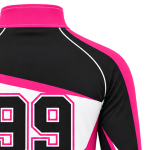 เสื้อแจ็คเก็ตสปอร์ตสีชมพูร้อนแรง แขนยาว คอซิป 1/4 สีดำ เสื้อออกกำลังกายสำหรับฝึกซ้อม ทีมกีฬา เสื้อวิ่ง เสื้อผ้ากีฬาสำหรับออกกำลังกาย - Product Image 4