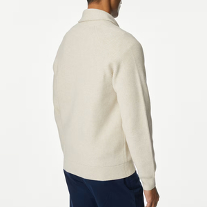 Pull en maille unie pour homme, manches longues, respirant, séchage rapide, pour l'hiver, beige, mélange de laine, logo personnalisé, haute qualité - Product Image 3