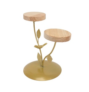 ฐานวางเค้กทรงใบไม้ วัสดุโลหะคุณภาพสูง ชุบทอง - Product Image 2