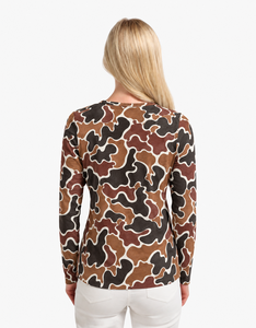 T-shirt à manches longues pour femme, motif camouflage, col rond, coupe ajustée, style streetwear décontracté - Product Image 2