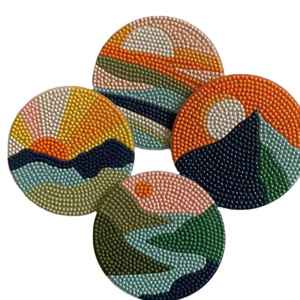 Sous-verres ronds brodés de perles de verre faits à la main, écologiques et réutilisables, de haute qualité, pour table – Fourniture directe usine - Product Image 2