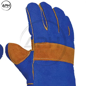 Guantes de Soldador de Cuero Personalizados con Puño Extendido, Guantes de Trabajo Resistentes Hechos a Mano con Parche en la Palma y Costuras Duraderas - Product Image 6