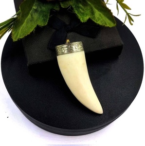 Premium Handmade Buffalo Bone Crescent Pendant With Brass Viking Tribal <b>Locket</b> Medieval Charm Jewelry From Manufacturer - Product Image 4