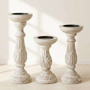 Elegant Round Wooden Handmade Smokeless <b>Lantern</b> <b>Candle</b> Stand <b>for</b> Home Decoration Christmas with <b>Candle</b> Jars - Product Image 2