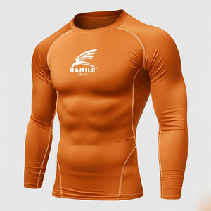 2024 High Quality Breathable <b>Compression</b> <b>Shirt</b> for Men <b>Custom</b> Logo Casual Solid Pattern Long Sleeve with O-Neck - Product Image 4