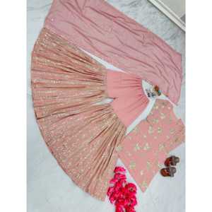 ชุดเสื้อและ dupatta ดีไซเนอร์สำหรับผู้หญิงชุดปาร์ตี้หรูหราพลาสโซและแฟนซี - Product Image 3