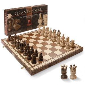 Handcrafted Mixed <b>Wood</b> <b>Chess</b> <b>Set</b> with Brass Pieces | Wholesale from India - Product Image 2