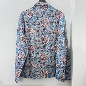 Chemise décontractée pour homme à manches longues, coupe ample, 100 % coton, imprimé Paisley fait main, col rabattu, tissée, idéale pour l'été - Product Image 4