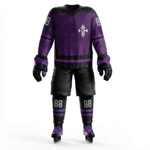 Conjunto de Uniforme de Hockey sobre Hielo Transpirable para Hombre, Impresión por Transferencia de Calor, con Guantes y Zapatos, 100% Poliéster, Calidad Premium, Logotipo Personalizado - Product Image 2