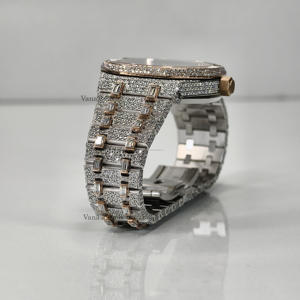 นาฬิกาเพชรโมอิสซาไนต์ VS1 สไตล์ฮิปฮอปสุดหรู ตัวเรือนสแตนเลสสำหรับผู้ชาย ประดับเพชรแบบ Buss Down นาฬิกาเพชรแบบ Iced Out เครื่องประดับสุดหรู - Product Image 4