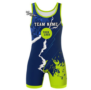 Combinaison de lutte imprimée par sublimation, vêtements de sport pour hommes, body, logo personnalisé, entraînement, compétition, uniformes d'équipe - Product Image 2