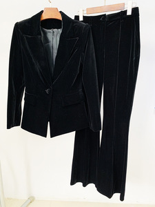 Completo da Ufficio Autunnale da <span class=keywords><strong>Donna</strong></span> in Corduroy di Qualità, Blazer a Maniche Lunghe Tinta Unita e <span class=keywords><strong>Pantaloni</strong></span> a Zampa, Monopetto, Anti-Pilling - Product Image 5