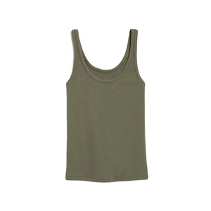 Camiseta sin mangas verde oliva para mujer, cuello redondo, corte ajustado, tela suave y elástica, transpirable, de secado rápido, informal, para verano. - Product Image 2