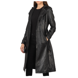 เสื้อโค้ทหนังแท้แบบยาวสำหรับผู้หญิง รุ่นใหม่ล่าสุด สวมใส่สบาย ระบายอากาศได้ดี  รับตัดเย็บเสื้อแจ็คเก็ตหนังตามสั่ง - Product Image 1